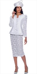 GMI G8633 - 3PC Embellished Lace Skirt Suit